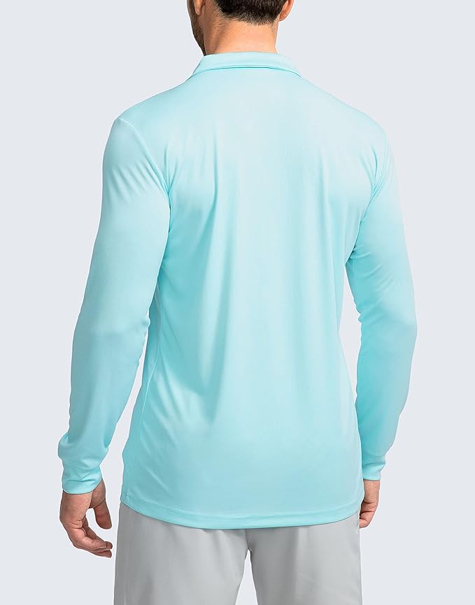 Men's Polo Shirt Long Sleeve Golf Shirts Lightweight UPF 50+ Sun Protection Cool Shirts for Men Work Fishing Outdoor
