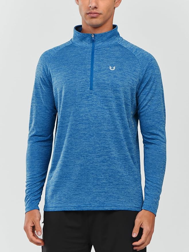 NORTHYARD Quarter Zip Pullover Men Running Shirt Long Sleeve Moisture Wicking Quick Dry Athletic Workout Shirts