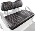 Golf Cart Seat Covers Suitable for EZGO TXT Standard Front Seat Cushion, EZGO Front Seat Covers Kit No Drilling & Waterproof (Black PVC Leather & Brown Stitching)