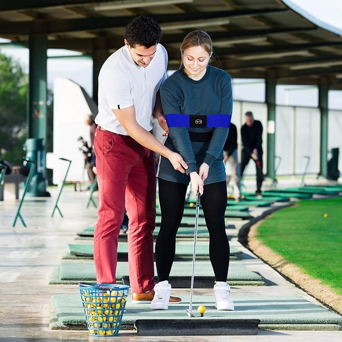 Amy Sport Golf Swing Training Aid Wrist Hinge Adjustable Arm Band with Hanger Smartball Connection Band for Correction, Men Women Ball Between Arms Practice Tool