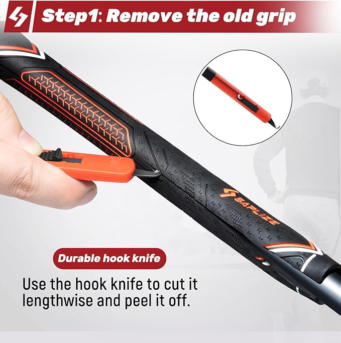 SAPLIZE Professional Golf Grip Kits for Regripping– Optional 5oz/7.4oz Grip Solvent, Pro/Standard Hook Blade, 15/30 Grip Tapes and Rubber Vise Clamp