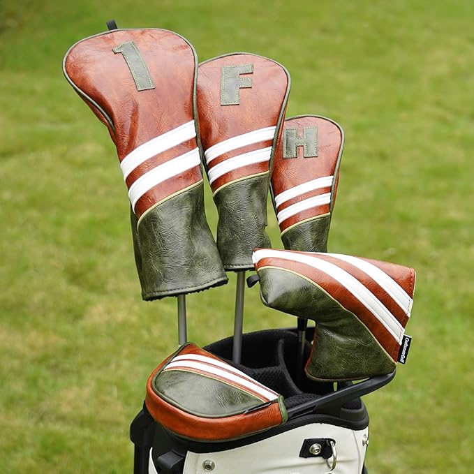 Craftsman Golf Club Head Covers 3pcs or 1pc Classic Brown Golf Headcovers Set Golf Club Headcovers for Driver Fairway Utility/Hybrid Woods Headcovers