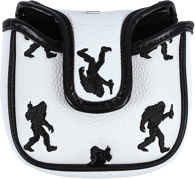 Golf Club Headcover, Premium Leather Embroidery Mallet Putter Cover Blade Head Covers, Stylish Golf Accessories, Great Golf Gifts for Men and Women Golfers