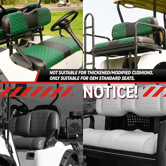 Golf Cart Seat Covers Front and Rear Waterproof and Sun Resistant Marine Grade Vinyl Leather Seat Cover Accessories for EZGO TXT 1994-2013, Green(4PCS)