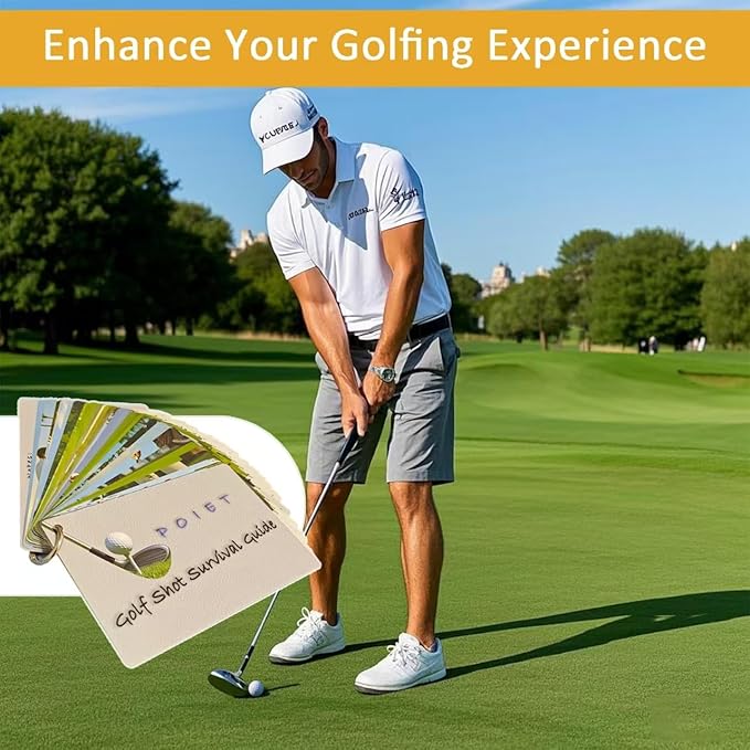 Golf Reference Cards | Pocket Survival Guide and Golf Instruction Booklet | Compact Waterproof PVC Cards for Troublesome Shots | Improve Your Game Instantly | Perfect for Beginners & Pros
