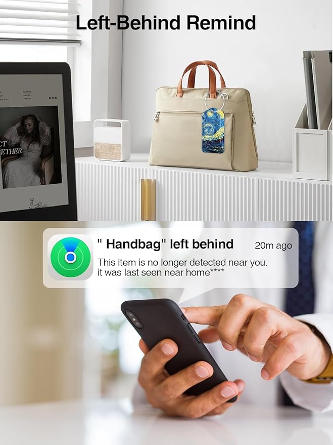 TopMade Smart Luggage Tag with Find My, Premium Leather Luggage Tags for Suitcase, Travel Bags, Backpacks, Anti-Lost Suitcase Tag Tracker for Travel with Privacy Name Card, Rechargeable