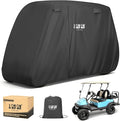 10L0L Golf Cart Cover 2/4/4+2 Passenger for Yamaha EZGO Club Car, Heavy Duty 420D Waterproof Windproof Durable Polyester Golf Cart Cover with 3 Zipper Doors for All-Weather Protection (Black/Silver)