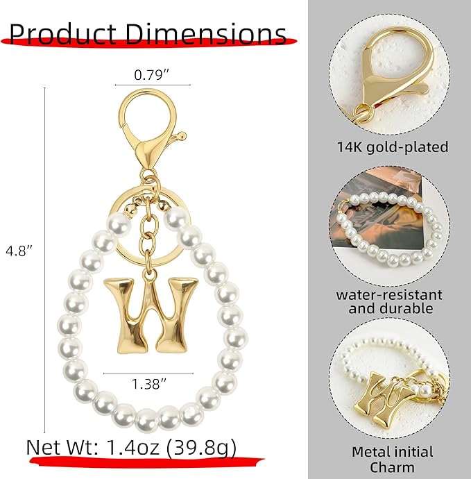 Gold Bubble Heart, Cherry, Bow & More Designs Letter Initial Keychain Bag Charms – Cute Purse Charms for Handbags