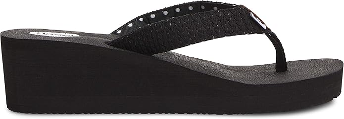 Floopi High Heel Wedge Sandals for Women-Comfort Yoga Mat Footbed for Support, Flip Flop Thong Platforms for Summer