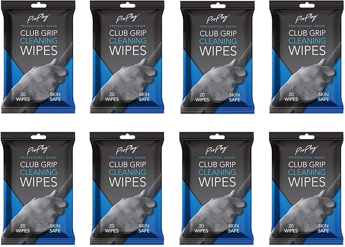 ProPlay Club Grip Cleaning Wipes | Powerful Cleaner Removes Grime, Dirt, and Sweat | Restore Tackiness of Golf Club Grips | Convenient, Resealable Pack - Unscented 8 Pack