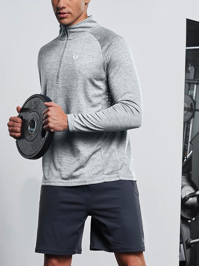 NORTHYARD Quarter Zip Pullover Men Running Shirt Long Sleeve Moisture Wicking Quick Dry Athletic Workout Shirts