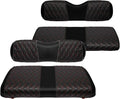 4PCS Golf Cart Diamond Seat Covers Kit, Fits EZGO TXT 1994-2013 Golf Cart Vinyl Replacement Seat Cover （Black Stitching, No Stapler, Easy to Clean）