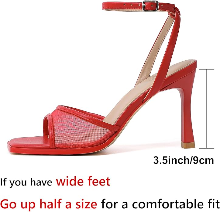 Mostrin Strappy Heels for Women Square Open Toe Lace Up Heeled Sandals Ankle Strap Sexy Stiletto High Heels for Party, Prom, Dating, Wedding