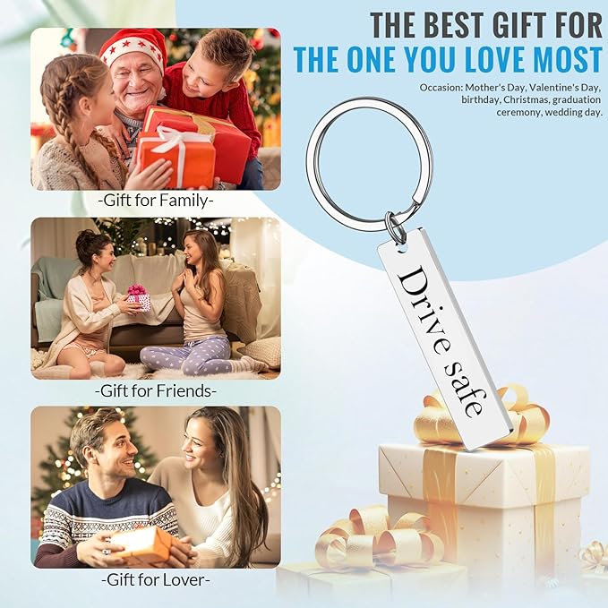 Custom Keychain with Name - Personalized Text Engraving Double Sided Stainless Steel Key Chain for Him Men Women Gifts
