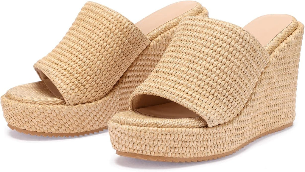 VICKI·VICKI Wedges for Women Platform Sandals Wedge Heels for Sandals Comfortable Summer Espadrille Shoes Ankle Strap&Open Toe