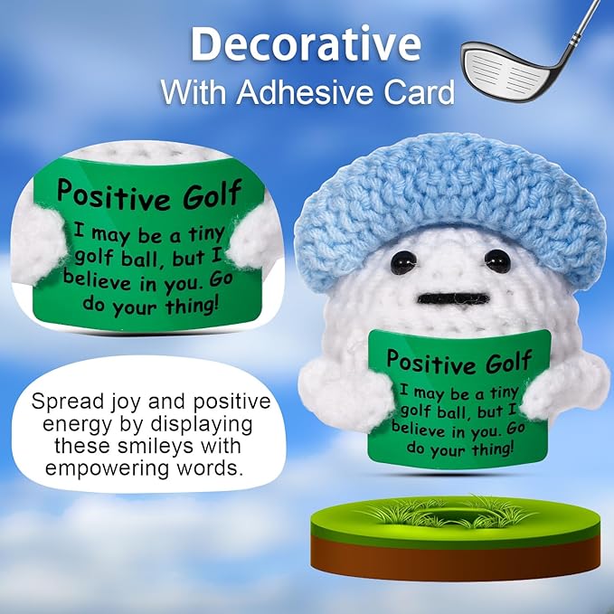 AICase Golf Gifts Funny Positive Golf Ball Crochet Gag Gift Ideas, Emotional Support Nuggets for Men Women Golfers Dad Fathers Day Mom Mothers Graduation Coworkers Birthday Christmas Decor Stuff
