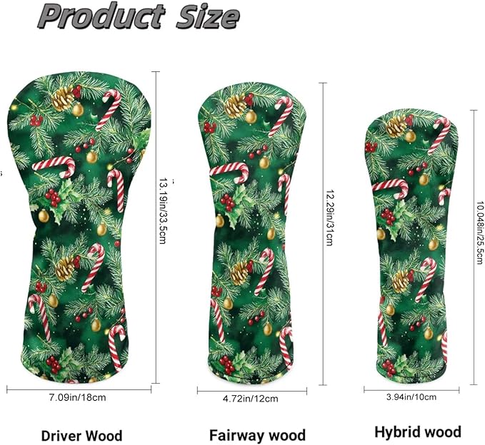 Golf Club Head Covers for Club Protective, Waterproof PU Leather Driver Fairway Wood Hybrid Head Cover