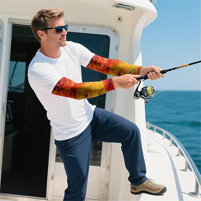 Cooling Arm Cover For Men & Women - Uv Sun Protection Arm Sleeves For Driving Golfing Fishing Cycling Hiking (L)