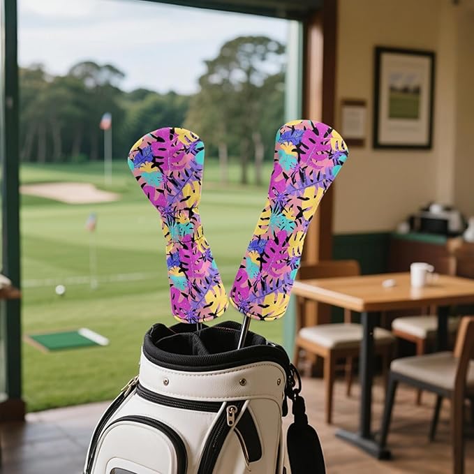 Golf Club Head Covers for Club Protective, Waterproof PU Leather Driver Fairway Wood Hybrid Head Cover
