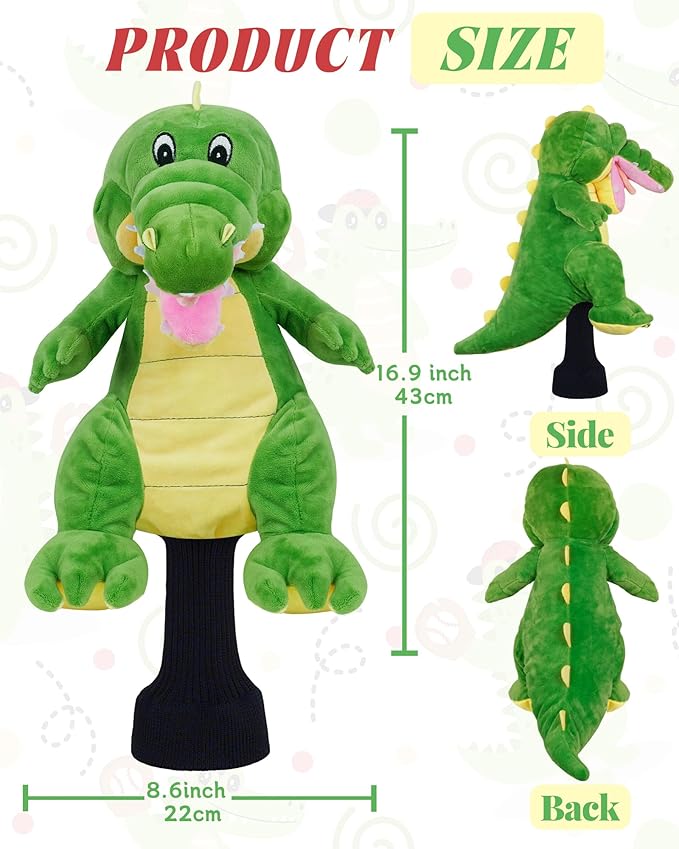 Big Teeth Funny Plush Driver Headcover Animal, Groundhog Gopher Penguin Driver Head Cover for 460cc Club, Sloth Leprechaun Crocodile Golf Head Covers for Woods and Driver Protector