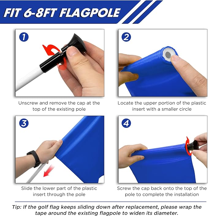 KINGTOP Golf Flag 20x14 Inch - Plain Blue, 420D Nylon, Tube Inserted - Standard Putting Green Flags for Backyard Practice, Golf Courses, Country Club, 1-Pack