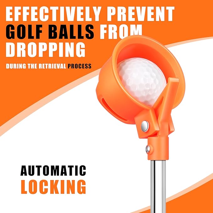 Golf Ball Retriever, 9Ft/12Ft/17Ft/20Ft Professional Stainless Steel Golf Ball Retriever, Telescopic Golf Ball Retriever for Water