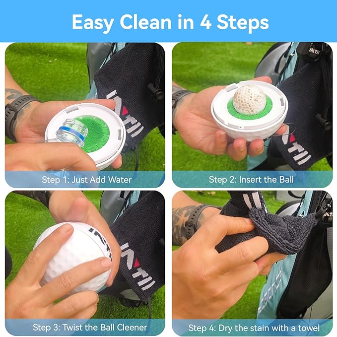 Portable Golf Ball Cleaner More Lightweight, Home Golf Ball Washer for Bag & Cart, with Replaceable Sponges, Clip-On Design, Premium Golf Accessories Gift