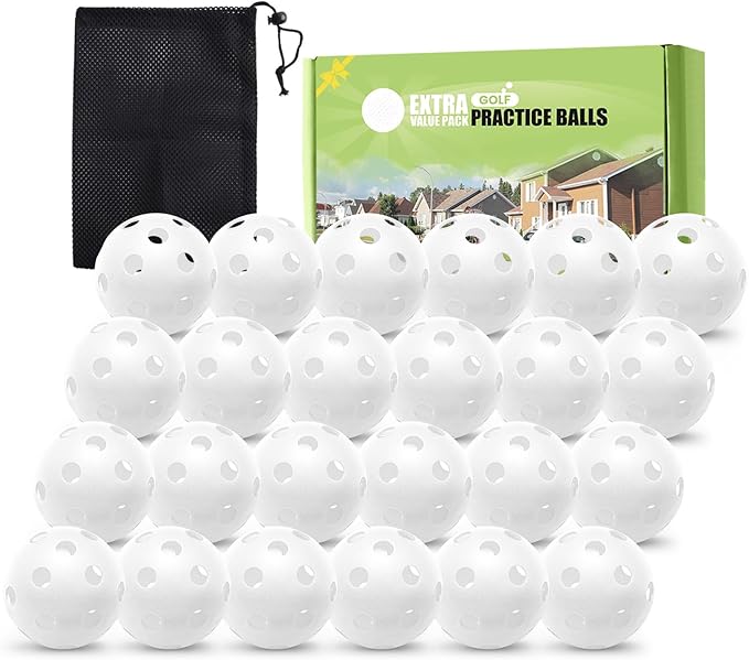 FINGER TEN Golf Practice Balls Plastic Colored Value 12/24/36/50 Pack, Limited Flight Sports Training Ball for Men Women, Indoor Outdoor Driving Range Backyard Use