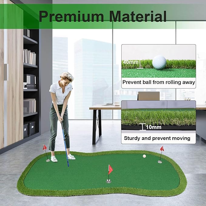 Golf Putting Green, Professional Large Practice Putting Mat for Outdoor & Indoor Putt Trainning