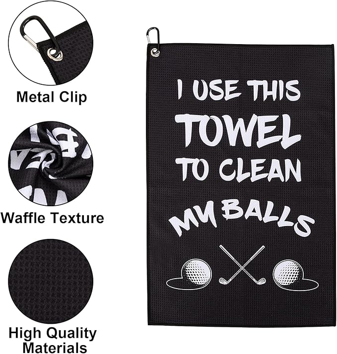 Golf Accessories Towel Gifts for Men -Funny Towel Cleaning Cloth with Clip for Bags Golf Balls & Clubs, Gifts for Him Golfer Husband Boyfriend Christmas Birthday Valentines Day Fathers Day Retirement