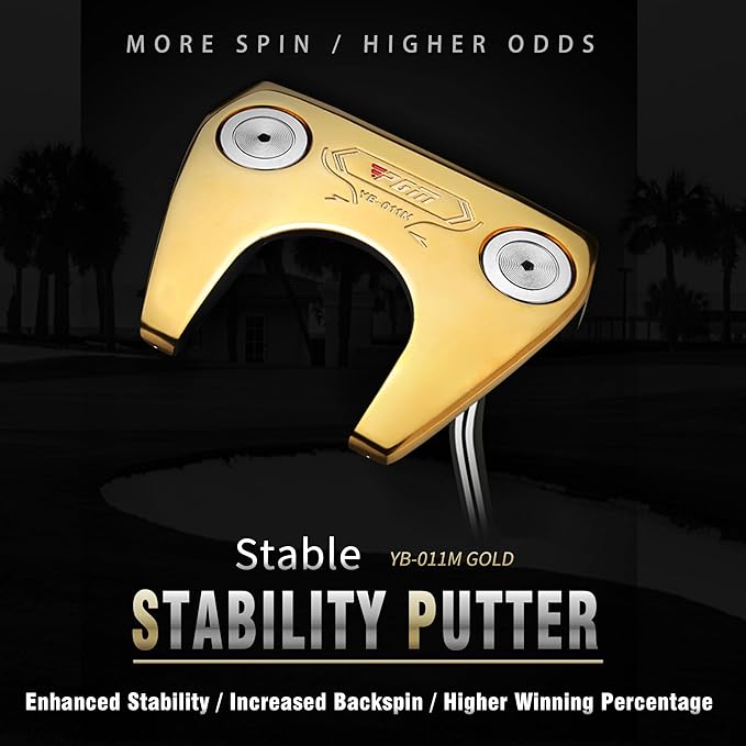 PGM TUG024 CNC‑Milled Low‑CG Golf Putter with Alignment Line & Oversized Grip – Tungsten Counterweight, Stainless Shaft, Men’s Right‑Handed