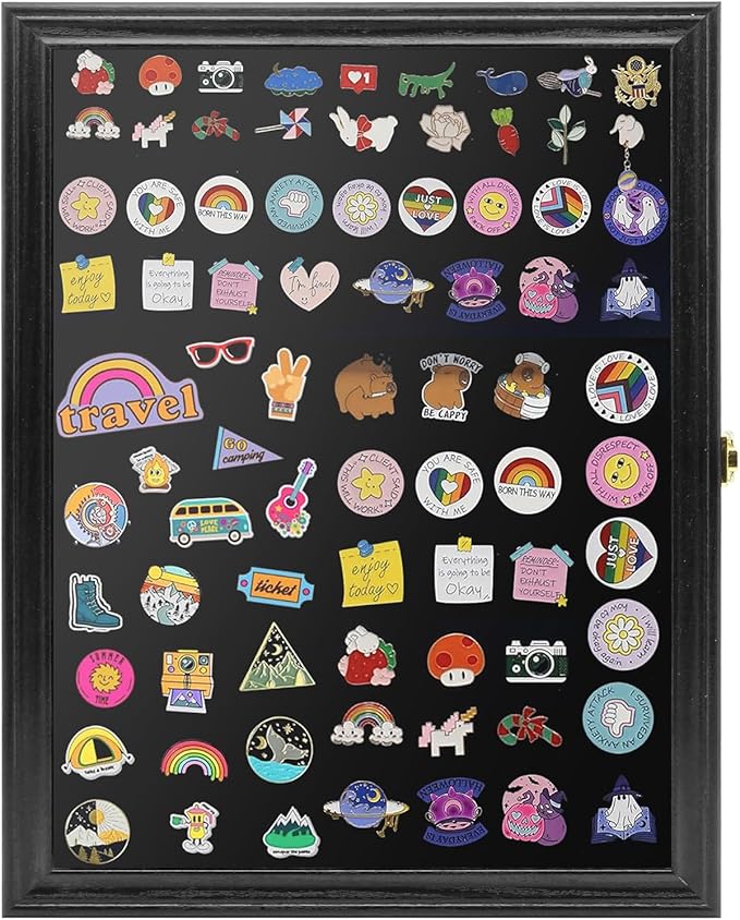 PiaoHao19x14 Pin Display Case Pin Collection Display Case with 98% UV Protection Acrylic Door for Military Medals, Jewelry Pins, Pin Gift, Insignia Ribbons, Beach Tags, Pin Collectibles