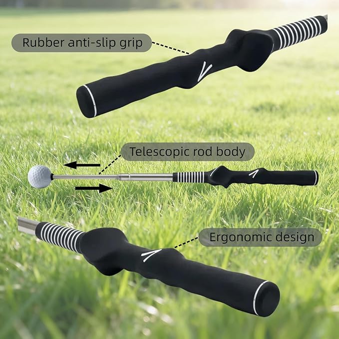 Retractable Golf Swing Training Aid，Suitable for Indoor and Outdoor Practice, with Click Feedback, Suitable for Right Hand, Very Suitable for Beginners to Learn and Train