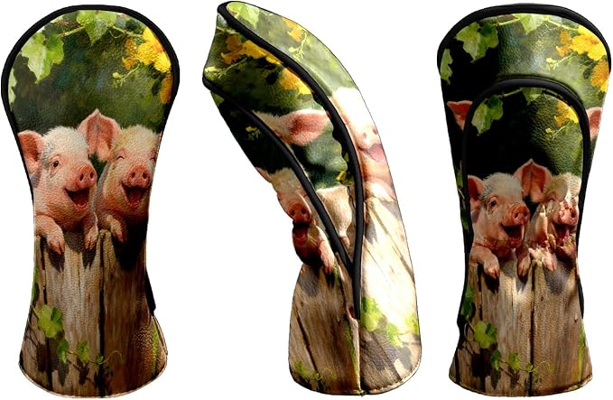 Golf Head Covers Leather Driver Headcover, Premium Golf Club Covers with Anti-Scratch Lining 1/3/5 Wood Head Covers for Golf Clubs for Women Men