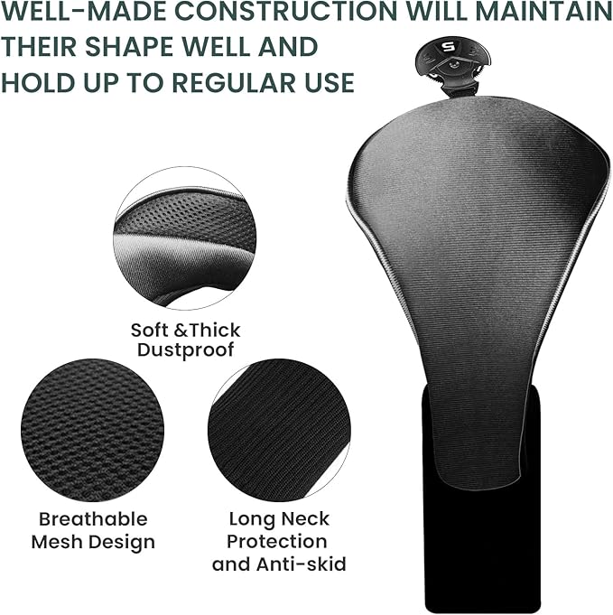 FINGER TEN Golf Club Head Covers for Hybrids Long Headcover Interchangeable Accessories for Ultimate Club Protection