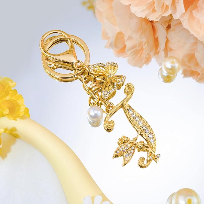 Initial Keychain Bag Charm Women Purse Charms for Handbags Accessories Charm for Wallet Butterfly Pendant for Girls
