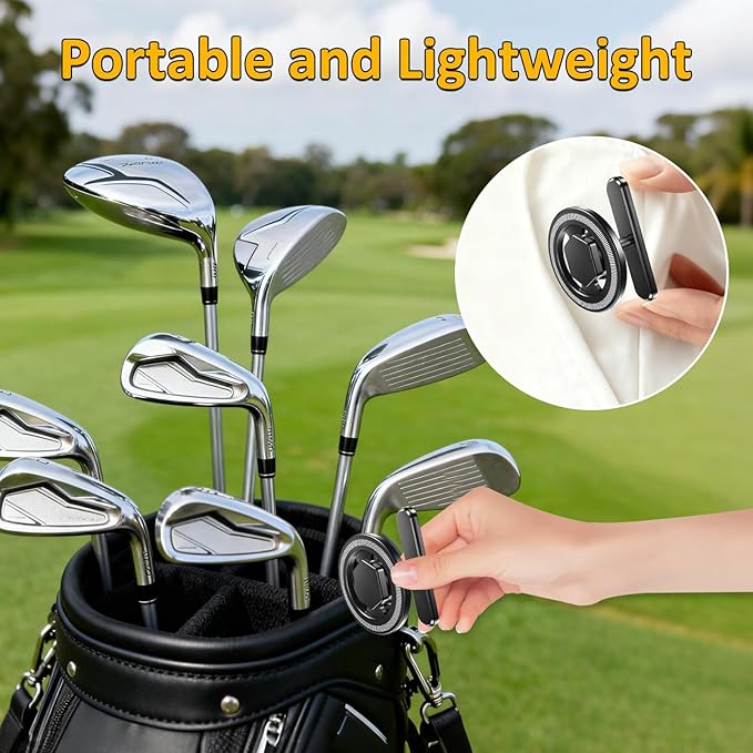 Falafa Magnetic Golf Cart Phone Holder, Ultra Strong Magnetic Phone Mount, Alloy MagSafe Phone Mount 360° Rotation Fits Gym, Club Car, Golf Cart Accessories Gift for Golfers Men Women