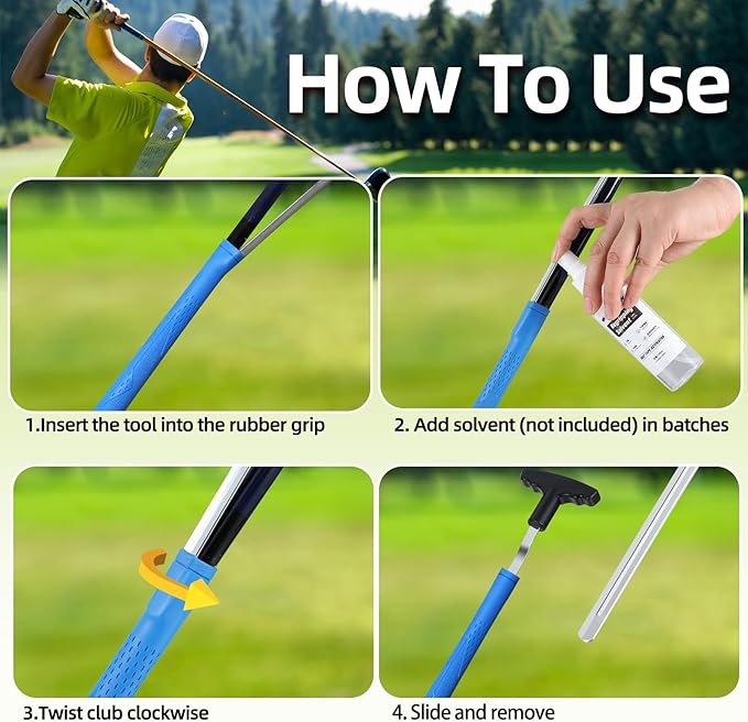 Golf Grip Removal Tool, 12" V-Groove Grip Remover Saver for Standard Length Swinging Grips, High-Carbon Steel Golf Club Regripping Kit, Golf Supplies, Golf Grip Kit, Grip Repair Tool