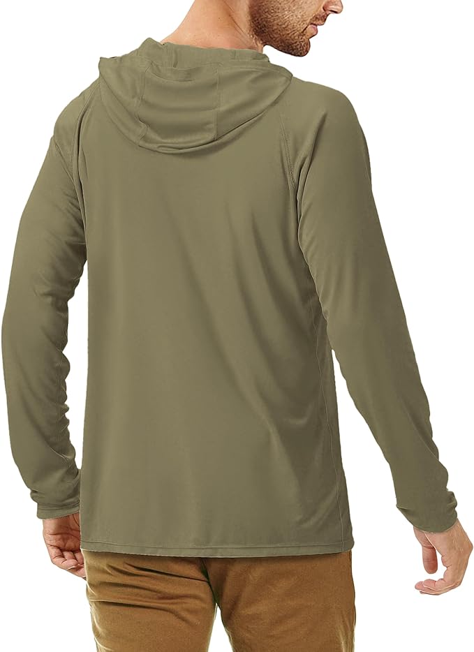 Roadbox UPF 50+ Fishing Shirts for Men, Long Sleeve UV Sun Protection Hoodie, Outdoor Hiking Running Swimming Rash Guard