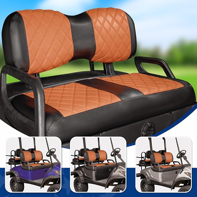 NOKINS 4PCS Golf Cart Diamond Seat Covers Kit,Front and Rear Seat Covers Fits for EZGO/Club Car/Yamaha Original Regular Seat Cushion, No Stapler