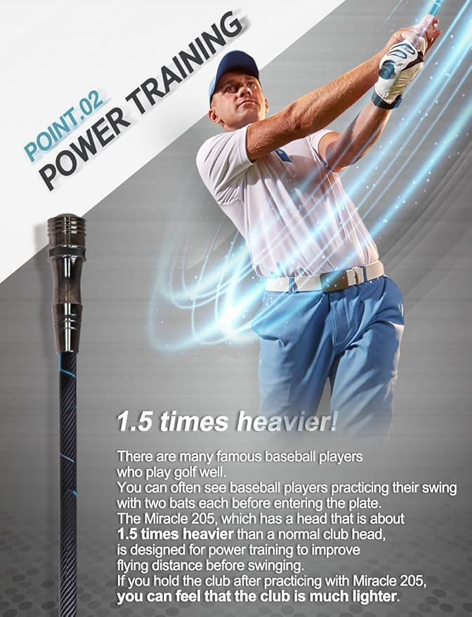 WINNER SPIRIT Miracle 205 Golf Swing Tempo Master Backswing Training Aid Back Swing Trainer Speed Power Warm Up Warmup Practice Stick for Improved Flexibility Rhythm Balance Strength