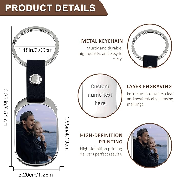 Custom Keychains with Picture Personalized Photo Logo Text Customized Key Chain for Boyfriend Dad Men Women Gifts
