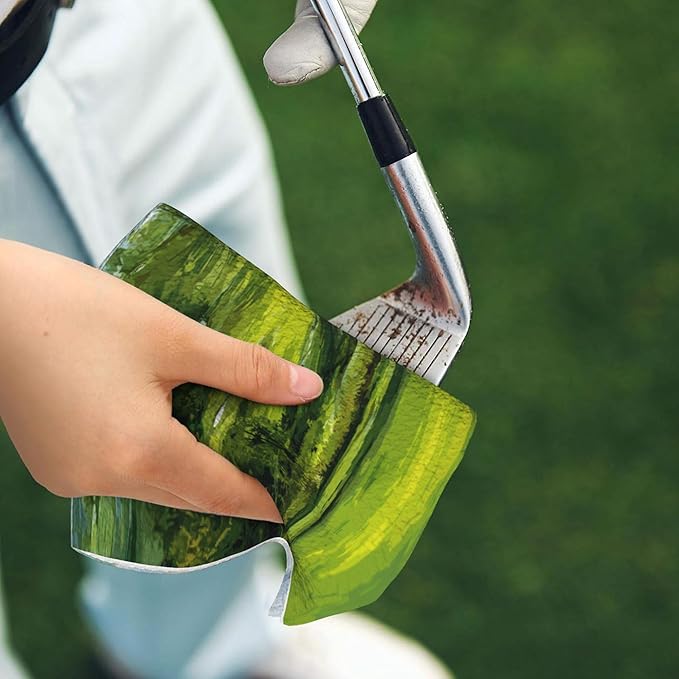 Green Golf Towel with Carabiner Clip 24"x16" Funny Golf Towels for Golf Bags Microfiber Waffle Golf Rag for Disc Balls Clubs Golfs Accessories for Men Women Dad