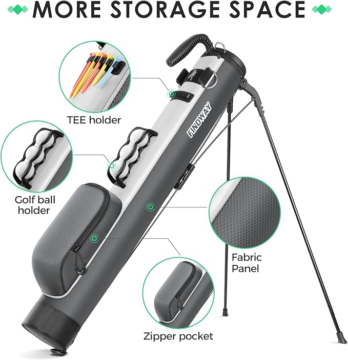 Findway Golf Stand Bag, Small Golf Bag for The Driving Range, Par 3 and Executive Courses, Lightweight Golf Club Carry Bag with Ball Holder and Pockets for Men Women