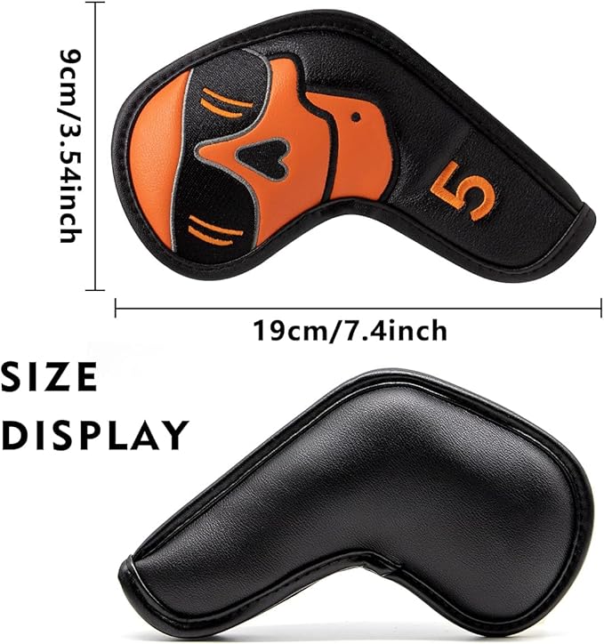 Large Skeleton Golf Club Covers, Iron Covers 10pcs/ Set, Leather Golf Iron Club Head Cover Headcover Set for Men fits Mizuno, Ping, Taylormade All Brand