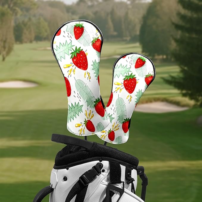 Premium Leather Golf Club Headcovers,Mango Pattern Fits Driver Hybrid Fairway 3/5 Wood,with Scratch-Resistant Lining, Gift for Men and Women