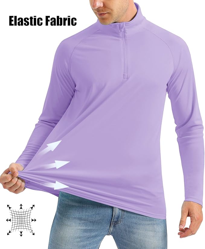 MAGCOMSEN Men's Long Sleeve Sun Shirts UPF 50+ Tees 1/4 Zip Up Fishing Running Rash Guard T-Shirts Outdoor Shirt