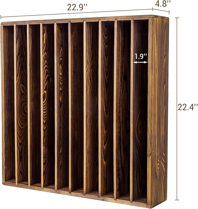 MyGift Golf Ball Sleeves Holder with 10 Compartments, Rustic Burnt Solid Wood Retail Display Rack, Commercial Wall Mounted Storage Shelf