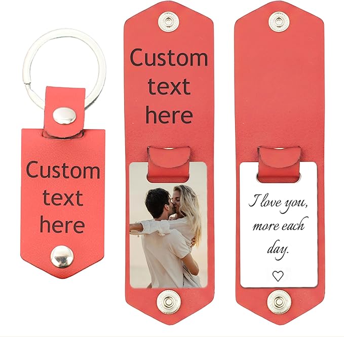 Custom Keychains with Picture Personalized Photo Logo Text Customized Key Chain for Boyfriend Dad Men Women Gifts