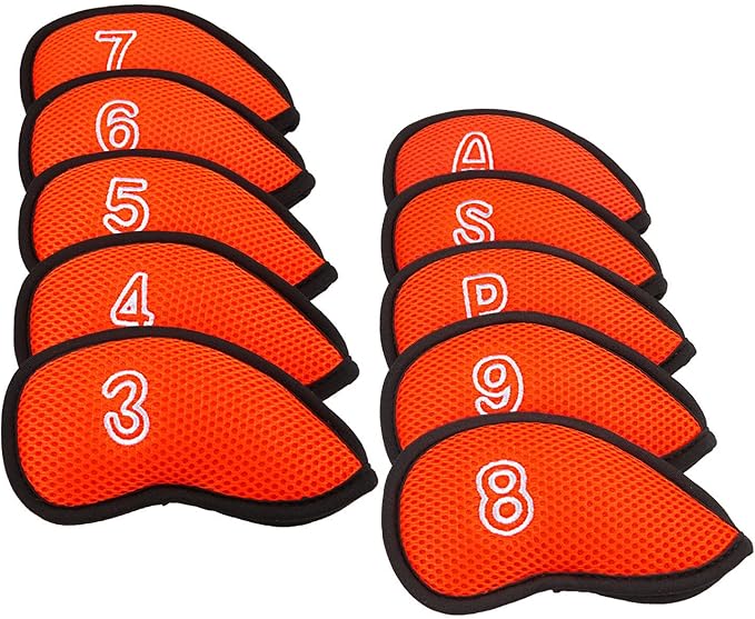 10Pcs/Pack New Meshy Golf Iron Covers Set Golf Club Head Cover Fit Most Irons